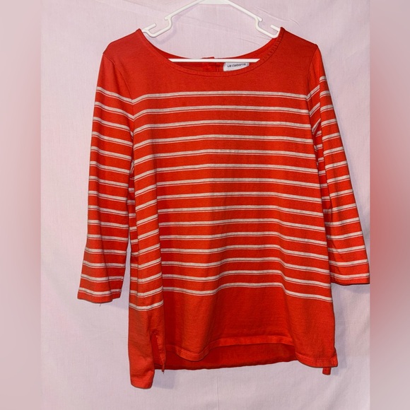 Liz Claiborne Striped Orange and Cream Blouse - Picture 1 of 7